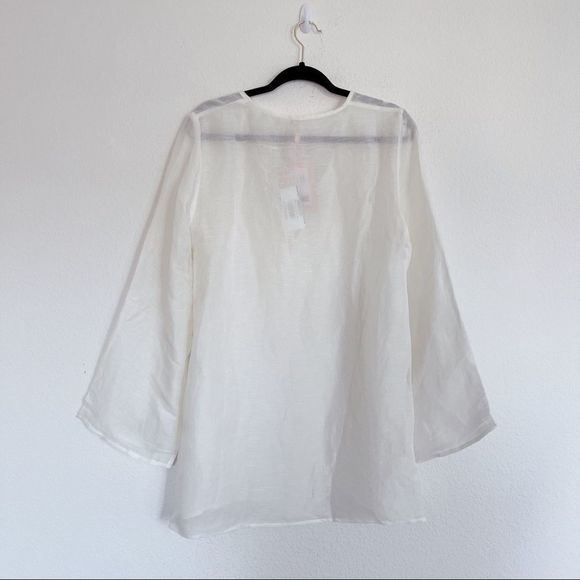 NWT Cult Gaia Womens Naomi Ivory Lace Up Sheer Swim Top Cover-Up L - Picture 9 of 10